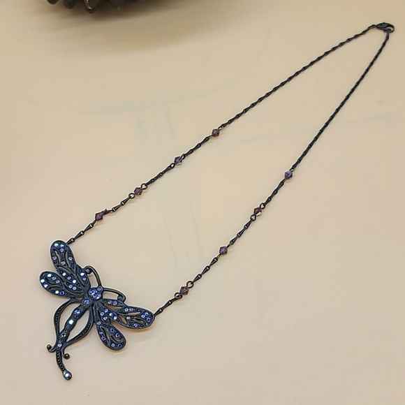 Circa 2010 SWEET ROMANCE "Dragonfly" Victorian Revival Crystal Pendant 🪻 - Picture 5 of 9